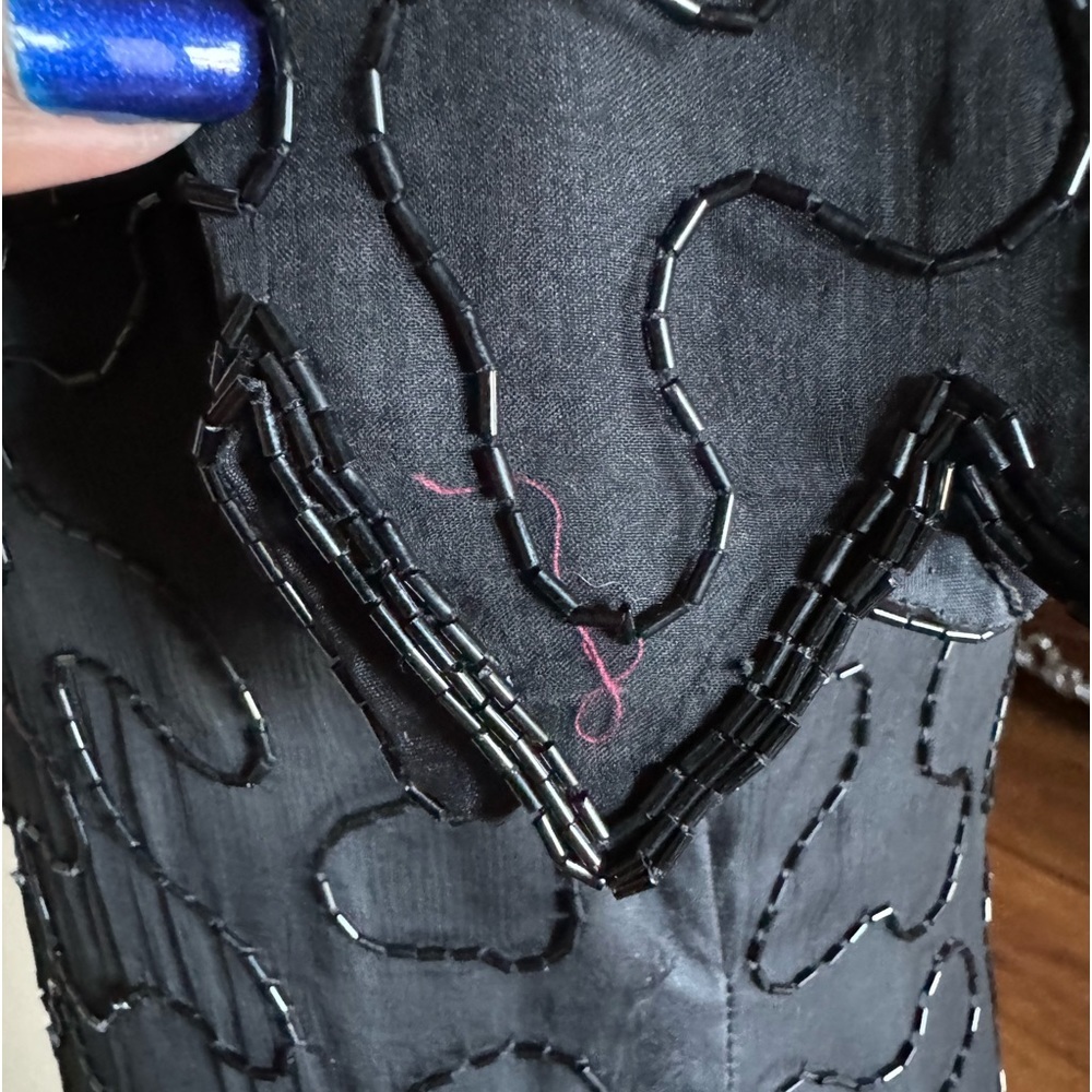 Vintage Lawrence Kazer Silk Black Beaded Gown - Picture 5 of 17